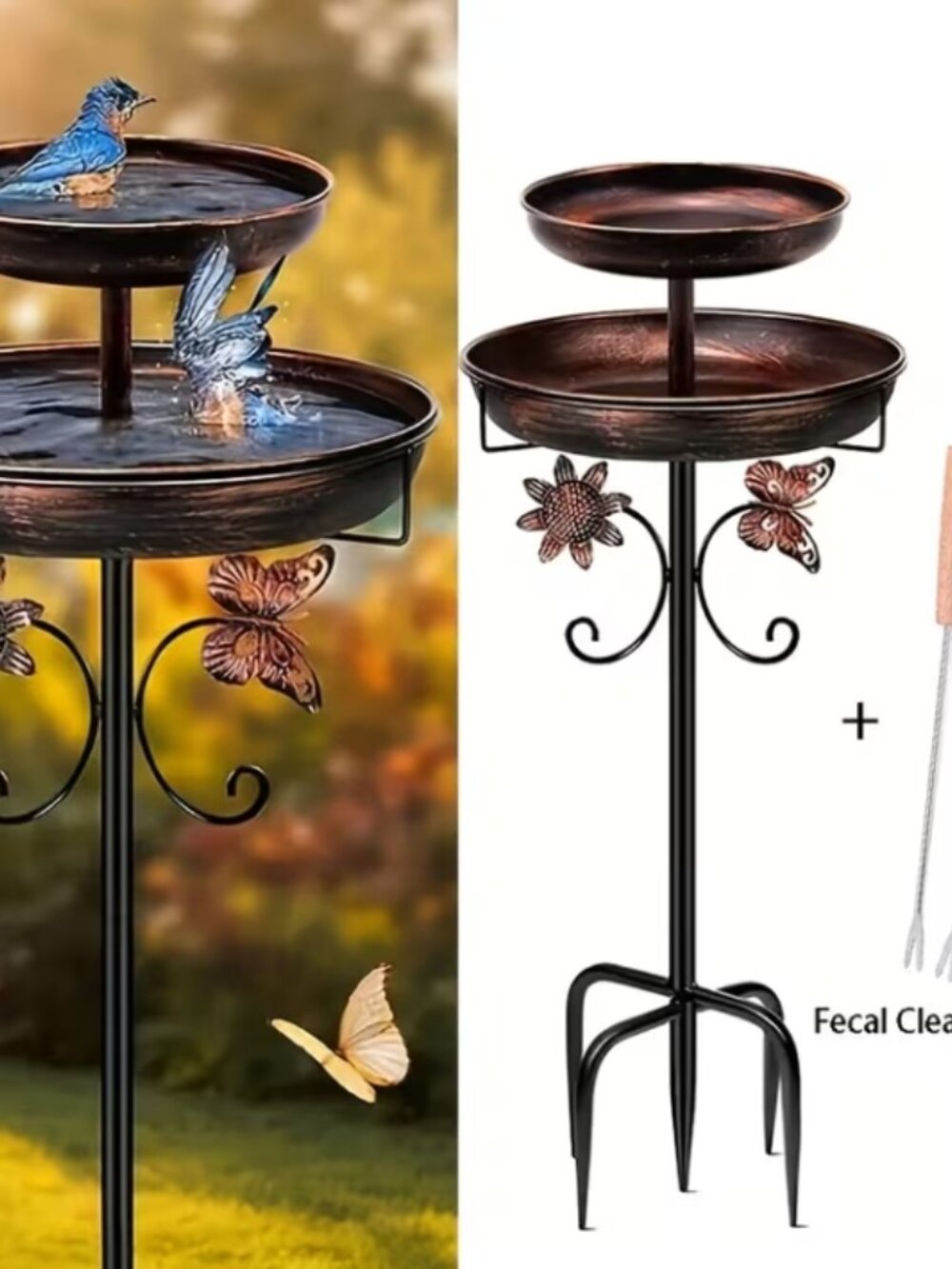 Heavy-duty Metal Double-layer Bird Bath Tub